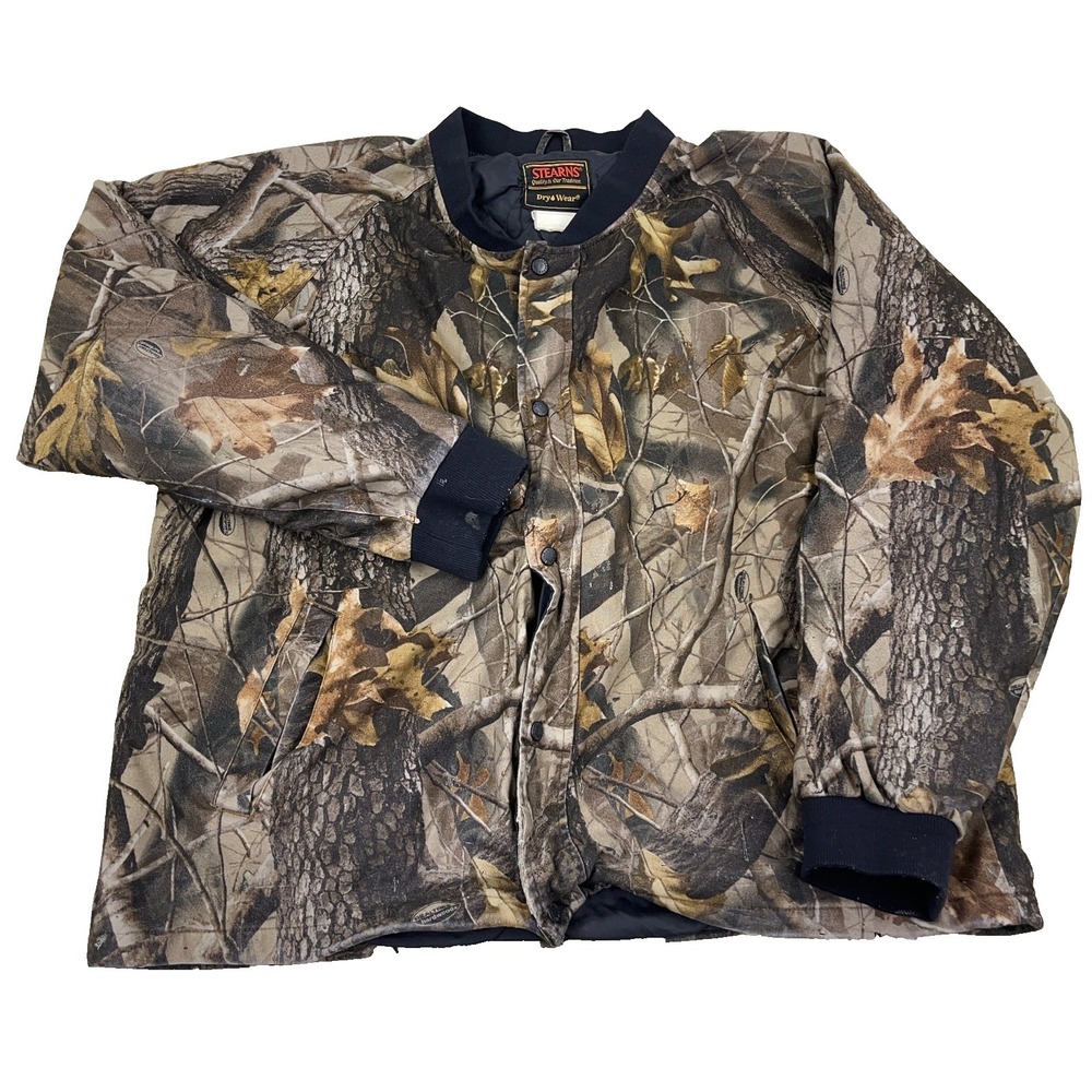 Vintage Realtree Camo Jacket Men XL Bomber Hardwoods 90s Y2K Stearns Dry Wear